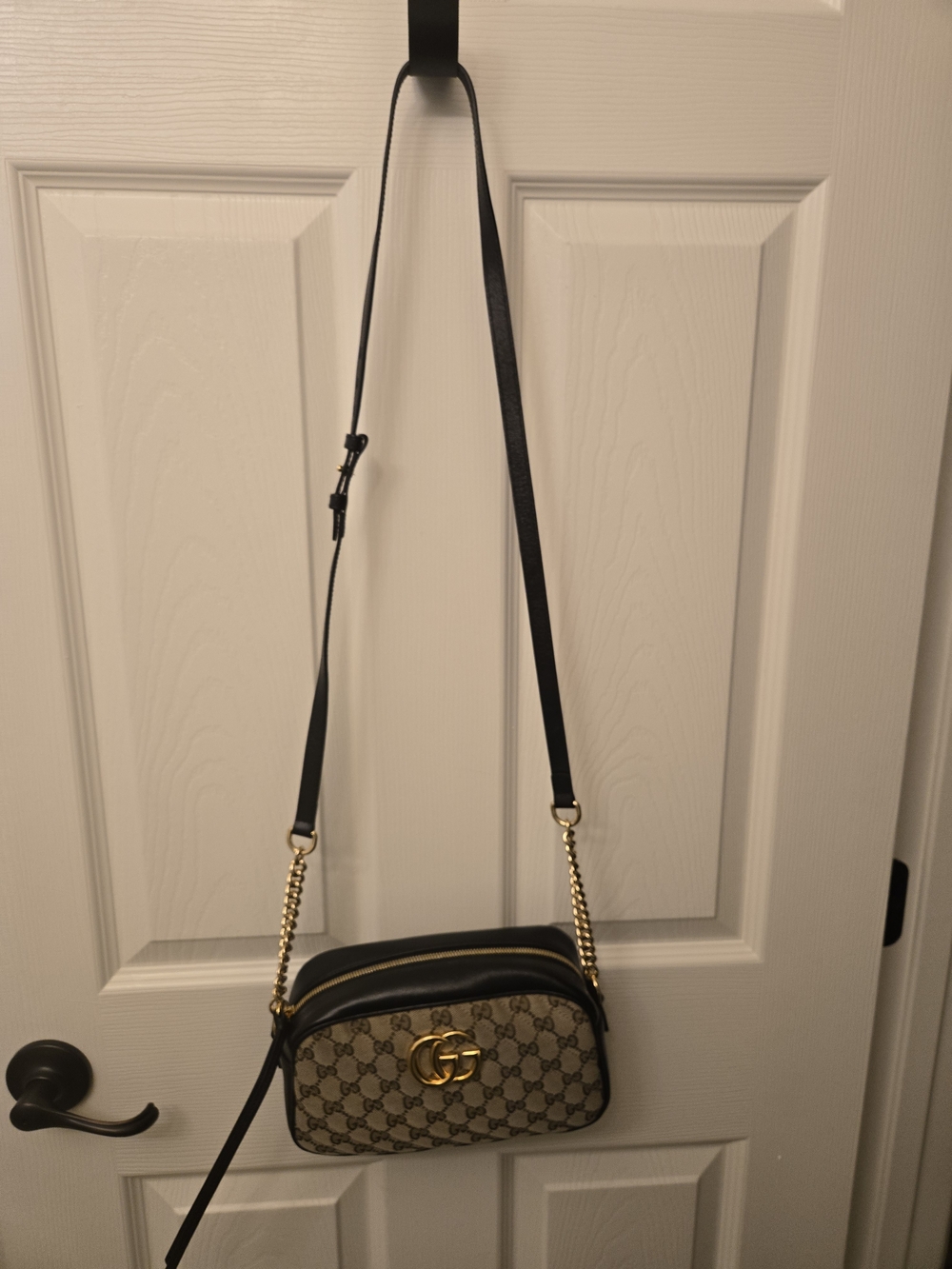Gucci GG Marmont Beige Black Crossbody Bag